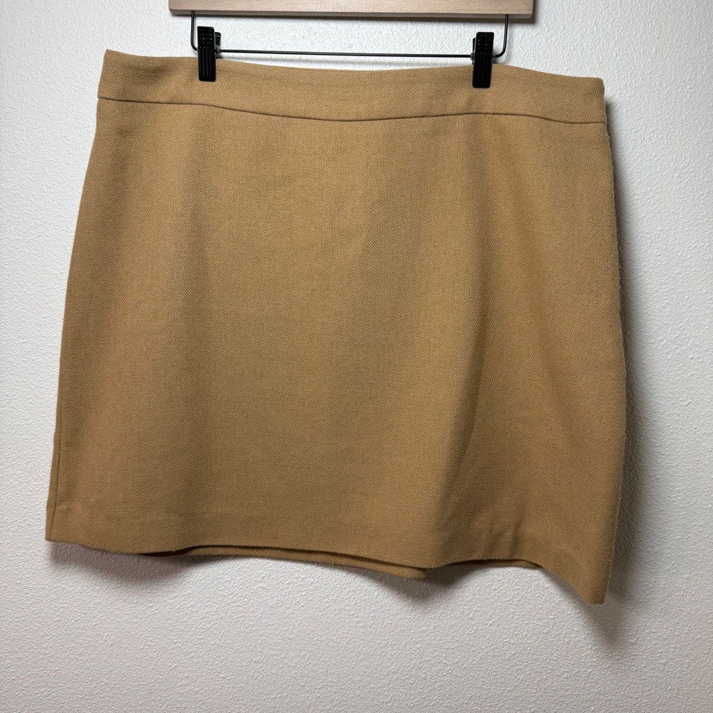 Nine West Women XXL Camel Tan Wool Blend Fall Textured Business Mini Skirt